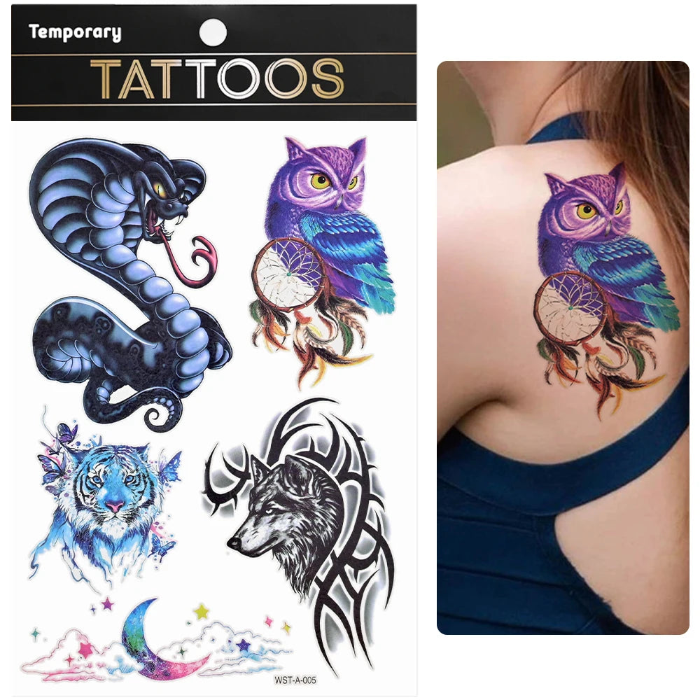 Waterproof Colourful Temporary Tattoos Sticker  Scorpion Butterfly Transfer Fake Tatoo Men Women Body Arm Fake Tattoo Stickers