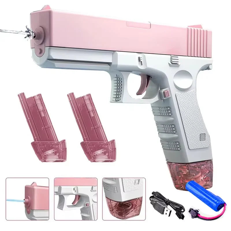 Electric Water Gun Rechargeable Automatic & Manual Spray Gun Capacity Range Up to 32 FT Range for Adults & Kids