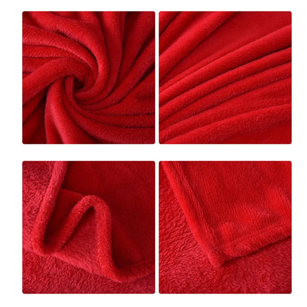 Thick Blankets 70X100Cm Red Flannel Fleece Warm Blanket For Winter Camping Travel Home Use Cozy Bed Blanket