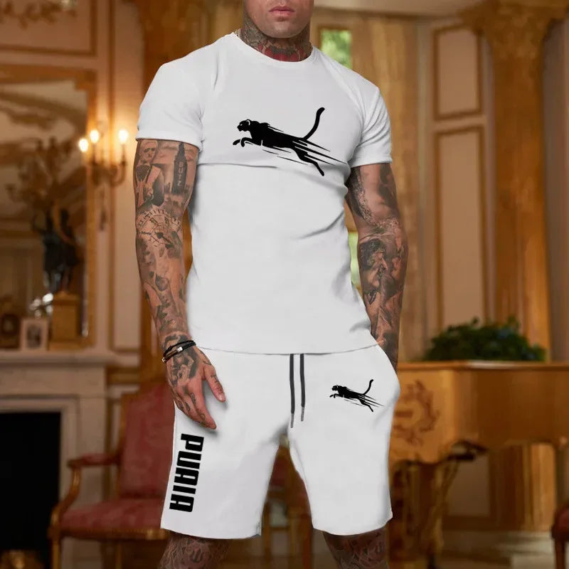 2026 Fashion and Casual Summer Outdoor Sports Set Men's Breathable T-shirt and Shorts Casual Fashion Two-piece Set