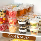 50/100pcs Clear Plastic Cups with Lids BPA Free Fruit Parfait Yogurt Dessert Container for Picnic Party Catering Storage