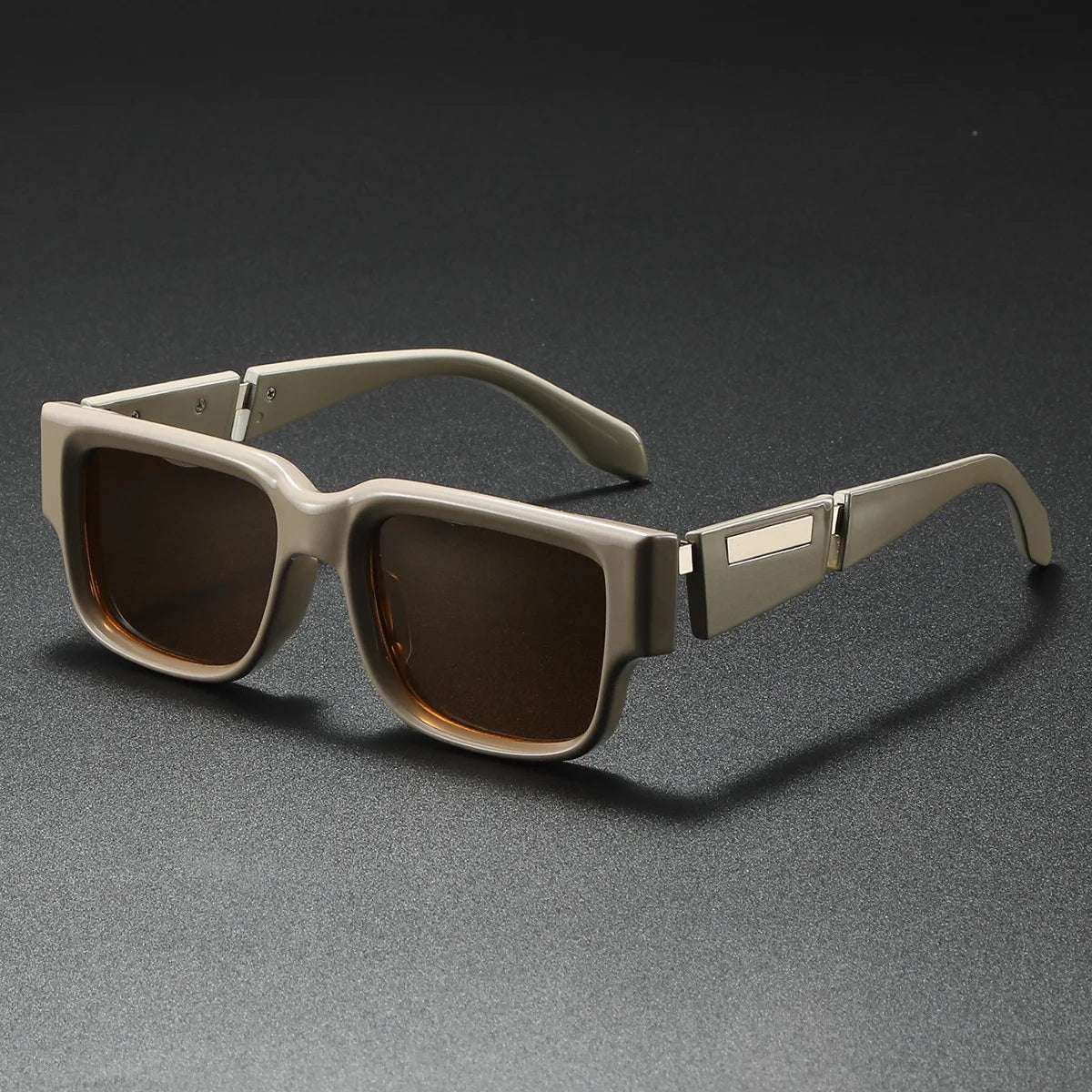 2026 Fashion Square Thick-Frame Sunglasses | Metal Accents | Retro Minimalist | Oversized Face-Flattering