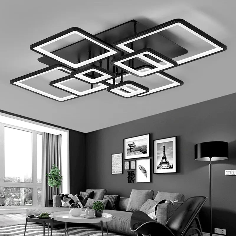 Modern Living Room Acrylic Led Ceiling Lamp Bulb 220v Black Bedroom Study Ceiling Light Home Dining Room Lighting Lustre Fixture