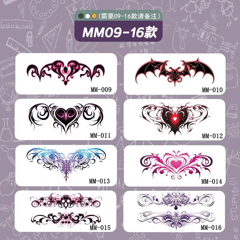 Pink Succubus Totem Tattoo Stickers for Woman Art Temporary Tattoos Set Waterproof Sexy Abdomen Lasting Fake Tattoo Cover Scars