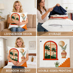 Christmas Red Pillows with Snowflakes and Trees Square polyester pillowcase, modern sofa decorative cushion cover