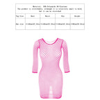 1PC Women Sexy Fishnet Beach Cover Up Long Sleeves Hollow Out Bodycon Dress See Through Summer Swimwear