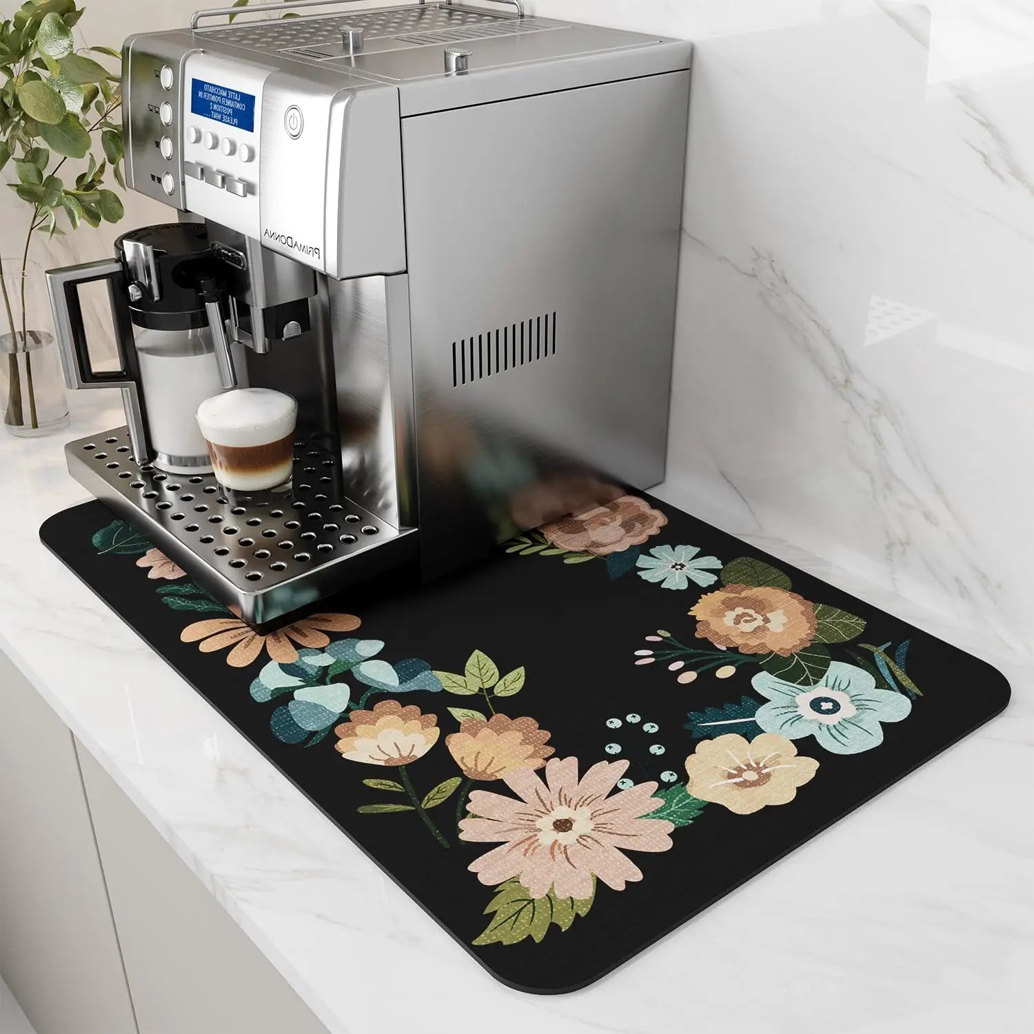 Coffee Machine Mat Rubber Backing Water-Absorbent Dish Drying Pad Kitchen Worktop Drainage Mat Home Decor