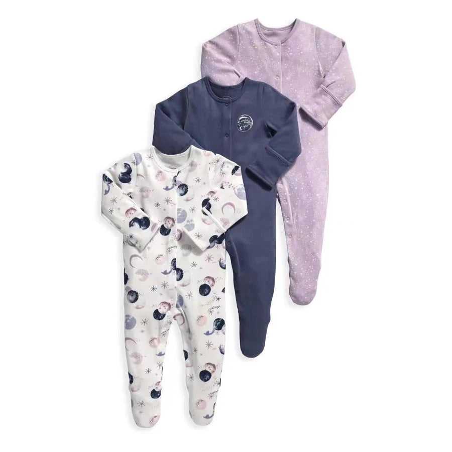Brand Newborn Babies Clothes Infant Baby Boys Girls Romper Cotton Long Sleeve Pajamas Jumpsuit Toddler Clothes Outfits 3Pcs/Lot