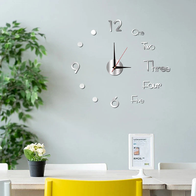 3D Wall Clock Mirror Wall Stickers Creative DIY Wall Clocks Modern Design Mute Quartz Needle Watch Home Decor