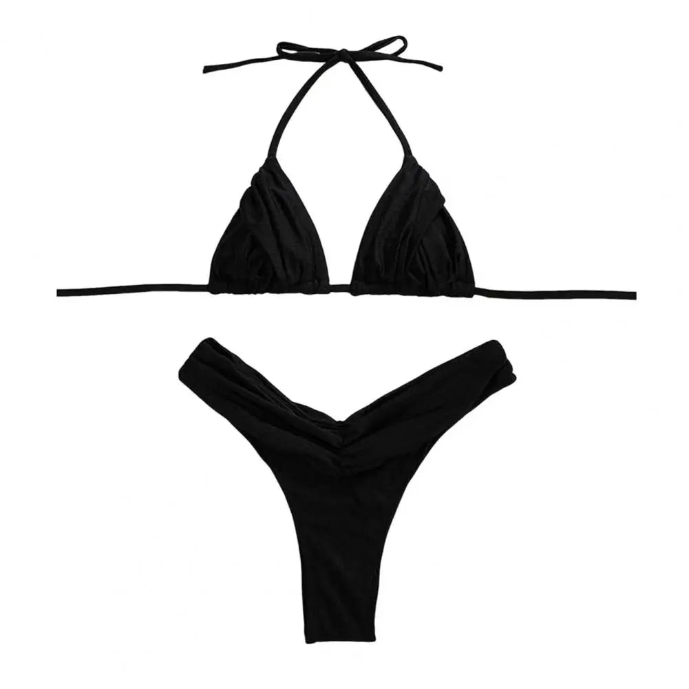 Sexy Folds Bikini Set Solid Micro Bikinis Women Swimsuit Female Triangle Swimwear Beach Wear Bathing Suit