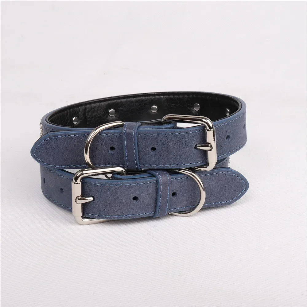 Pet Collar for Medium and Large Dogs Adjustable Metal Accessories Snow Leather Dog Collar Dog Accessories Dog Walking