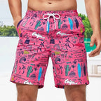 3D Printed Shark Coconut Tree Short Pants For Men Animal Plant Pattern Swim Trunks Hawaiian Casual Street Surfing Beach Shorts