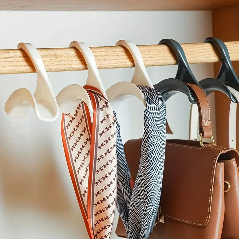 10pcs Widen Multipurpose Hangers Connection Hook Space Saving Hat Silk Scarf Shawls Handbag Hanging Rack Wardrobe Organizer