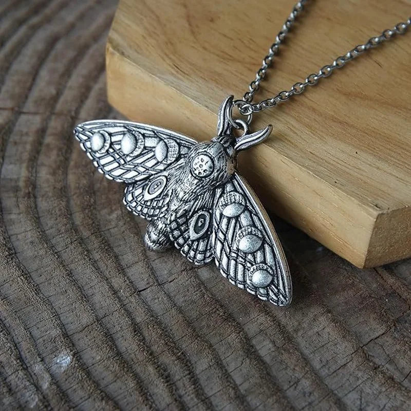 Vintage Moth necklace, Gothic jewelry, witch accessories, Insects, butterfly, Pagan, alternative, Moth Charm, Choker For Women