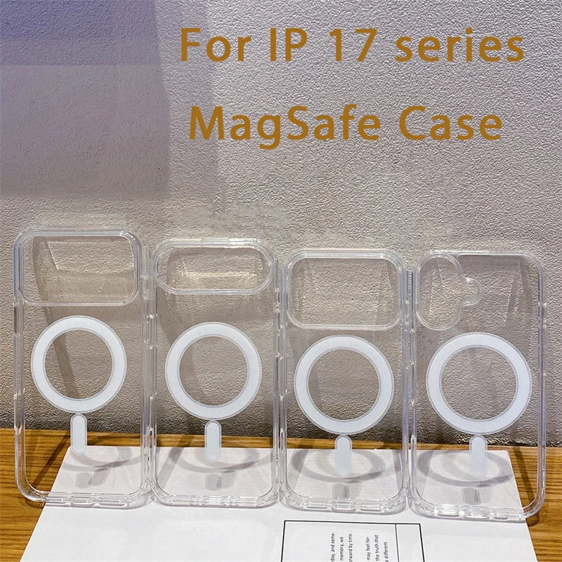 For Magsafe Magnetic Phone Case For iphone 17 17Air 11 12 13 Mini 14 15 16 Pro Max XR X XS 7 8 Plus Hard Transparent Back Cover