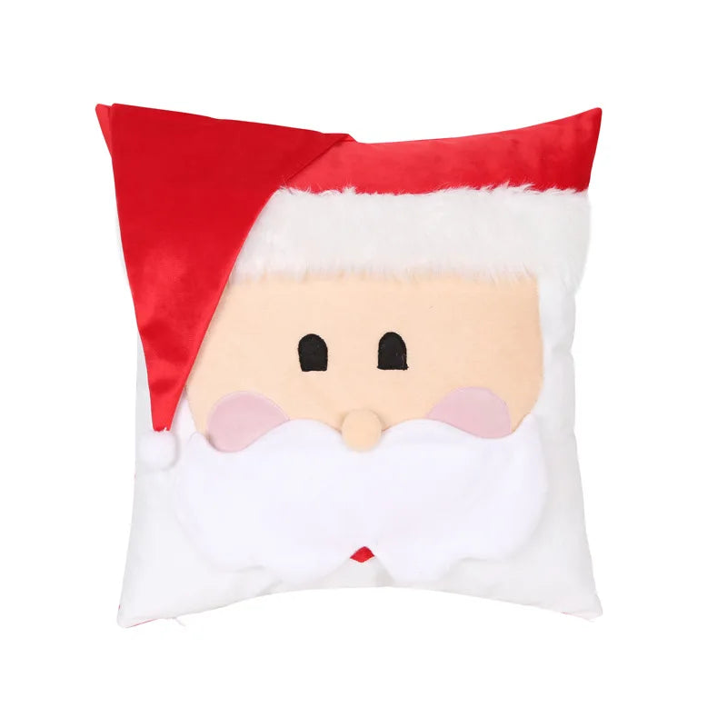 Christmas Gold Embroidered Cushion Cover Snowman Elk Santa Claus Three-dimensional Embroidered Pillowcase Holiday Home Decor