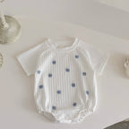 Ins Newborn Baby Girl Clothes Summer Romper Short-Sleeved  Home Clothing Jumpsuit Flower Embroidery Toddler Bodysuit 0-18 Months