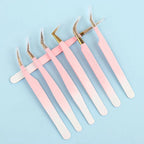 1pcs Eyelash Extension Tweezers Eyebow Clip Pink Stainless Steel Lash Lifting Tweezers Beauty Supplies Diy Makeup Tool