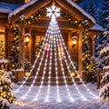 Christmas Snowflake Waterfall Lights Solar Powered 200/290LED 8 Modes Curtain Garland for Tree Window Garden Patio Holiday Decor