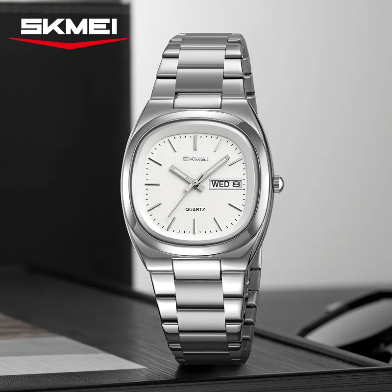 SKMEI 2420 New Women's Business Steel Clock Fashion Quartz Calendar Week Women's Luxury Watch Casual Men's Watch Dress часы