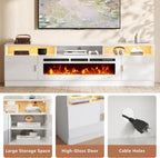 78" Electric Fireplace TV Stand with LED Lights & Storage for TVs up to 90"