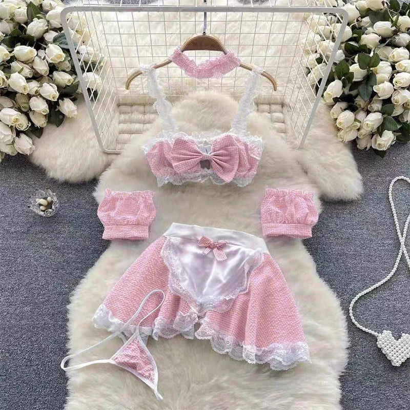 Valentine Party Sleepwear Combination Catsuits Slim Intimate Erotic Mesh Strappy Rompers Women Bodysuits Lingerie Sexy Sets