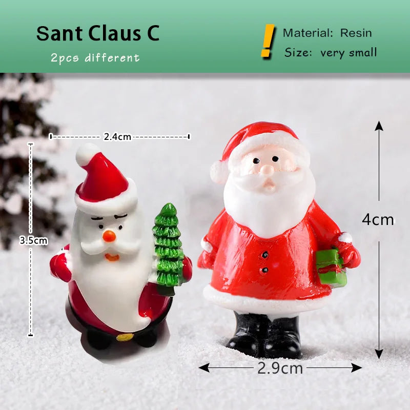 New Christmas Deer Santa Claus Sled Tree Snowman Figurine Doll House Home Decor Miniature Garden Decoration Accessories Modern
