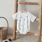 Ins Newborn Baby Girl Clothes Summer Romper Short-Sleeved  Home Clothing Jumpsuit Flower Embroidery Toddler Bodysuit 0-18 Months