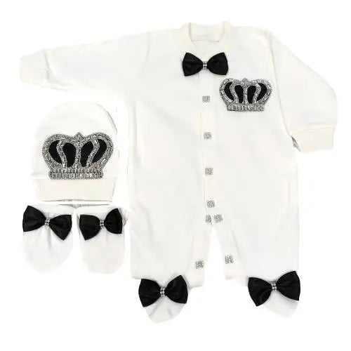 Baby Girl Coming Home Outfits Set Personalized Name Jewelry Crown Clothing Vintage Croche Infant Care Products Body Suit Pajamas