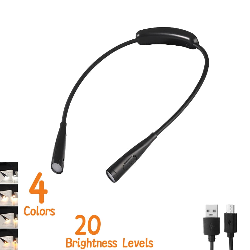 LED Neck Reading Lights Rechargeable Neck Light for Reading Lamp 4 Colors 20 Brightness Flexible Arm Neck Light Read Book Lamps