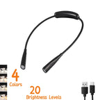 LED Neck Reading Lights Rechargeable Neck Light for Reading Lamp 4 Colors 20 Brightness Flexible Arm Neck Light Read Book Lamps