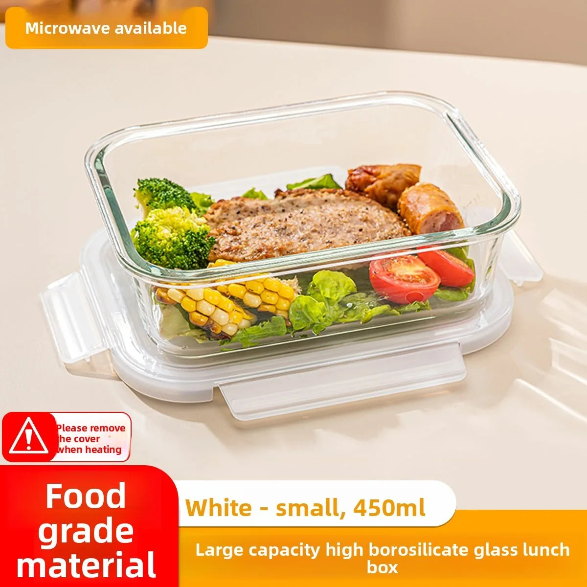 High Borosilicate Glass Lunch Box with Vent Lid,Microwave Safe Leak-Proof Food Storage Container,Multi-Size Options,Easy Clean.