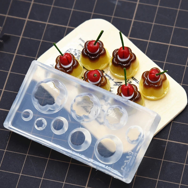 Mini Cherry Pudding Jelly Silicone Molds Ultra Light Clay DIY Miniature Dessert Food Play Handmade Gifts Clay Molds