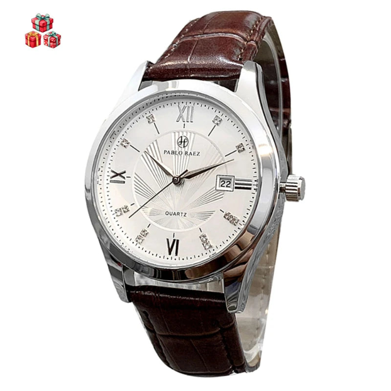 2026 New Men's and Women's Minimalist Watch Leather Strap Quartz Watch New Year's Gift