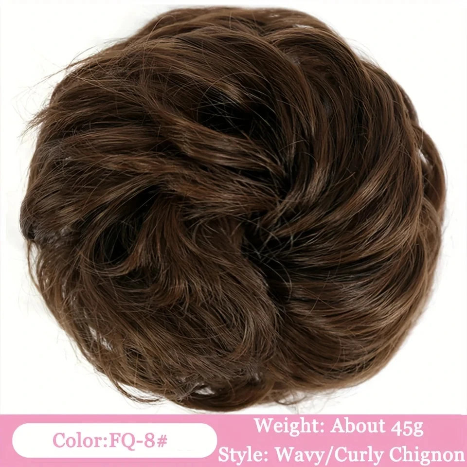 OLACA Synthetic Hair Bun Bands Blonde Black Messy Curly Chignon Donut Updo Scrunchies Fake Hair Pieces For Women Hair Extensions