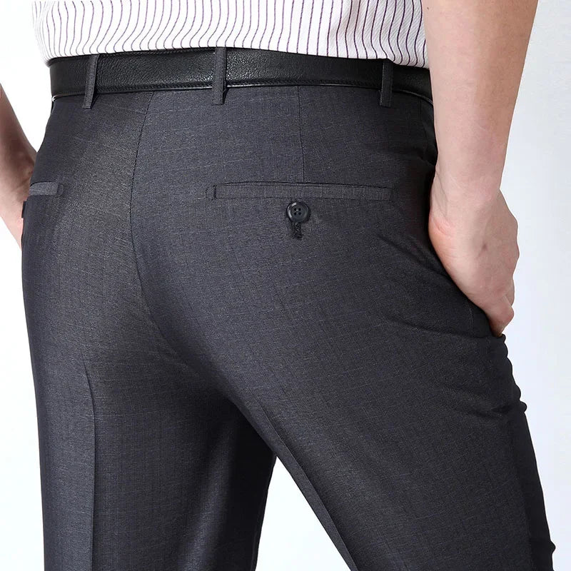 2021 Men Business Silk Suit Pant Plus Size 29-56 Spring Summer New Fashion Formal Men Casual Pant Buckle Trousers For Male
