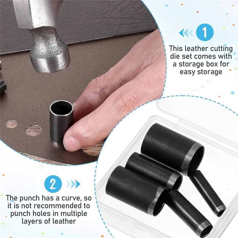 SOFT-Round Hole Punch Tool,Duty Fabric Punch Tools Leather Craft Punching Tools Kit For Handmade DIY Leather Craft Working
