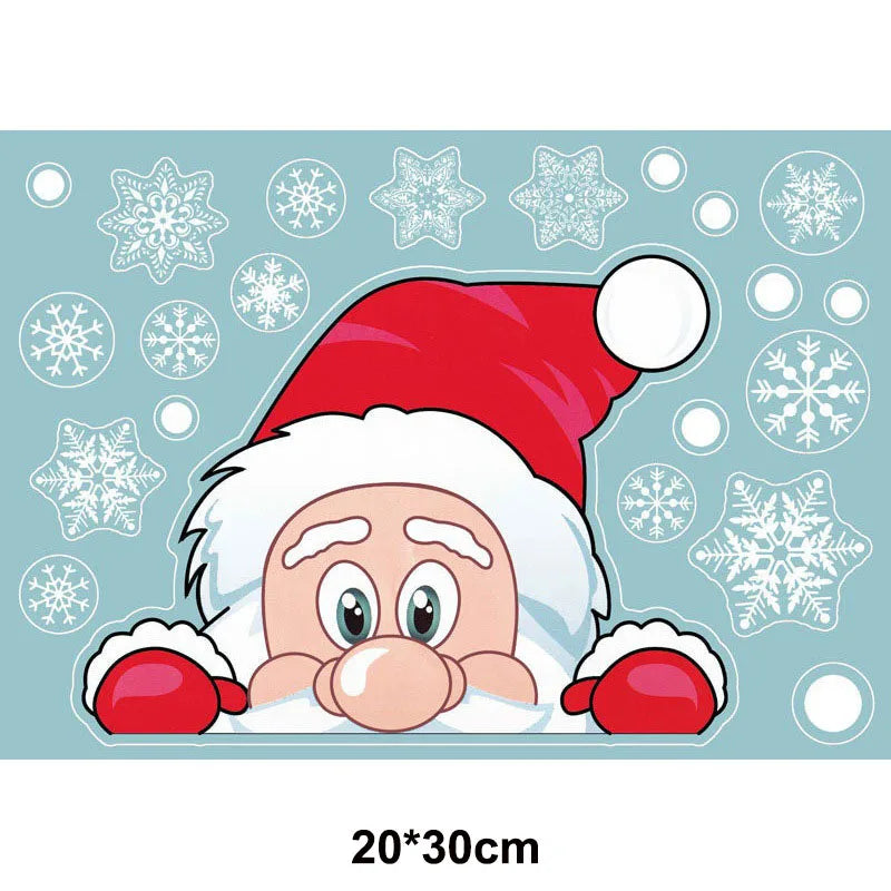 Christmas Window Cling Stickers Santa Claus Reindeer Snowflake Gift Box Window Decals for Xmas Home Shop Glass Door Window Decor