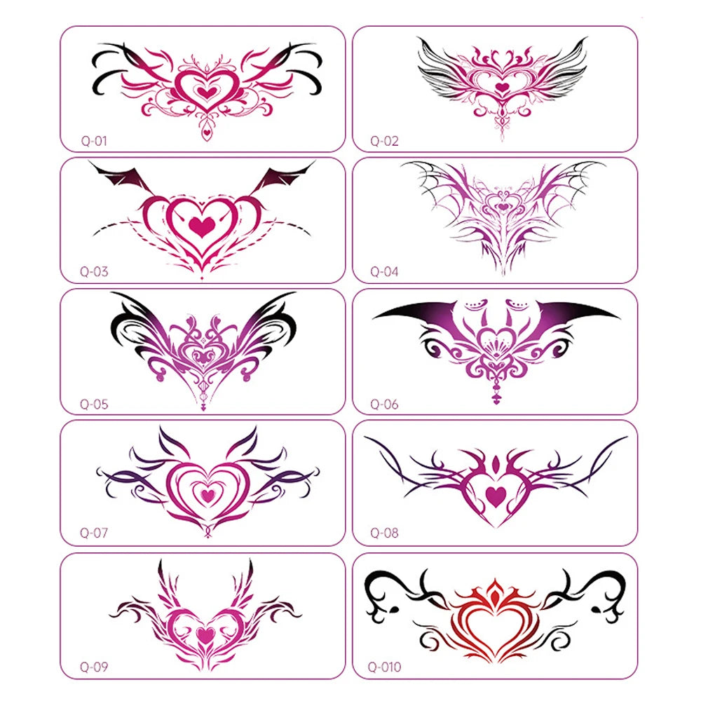 10 Pcs Glow in the Dark Succubus Temporary Tattoo Stickers Long-Lasting Waterproof Fake Tattoos for Women Suitable for Chest And