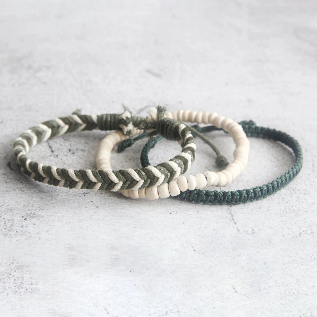 3pcs, Beach Bracelets, Surfer Bracelets, Boho Beaded Bracelet Gift for her, Mens bracelet set, Summer Gift, Gift for him