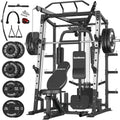 Smith Machine, Power Cage Squat Rack with Smith Bar, LAT Pull-Down Systems, Cable Crossover Machine and Cable, Customized