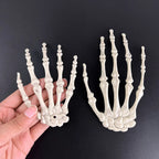 1 Pairs Halloween Skull Hand Plastic Fake Skeleton Bone Horror Props For Halloween Birthday Party Home Haunted House Decoration