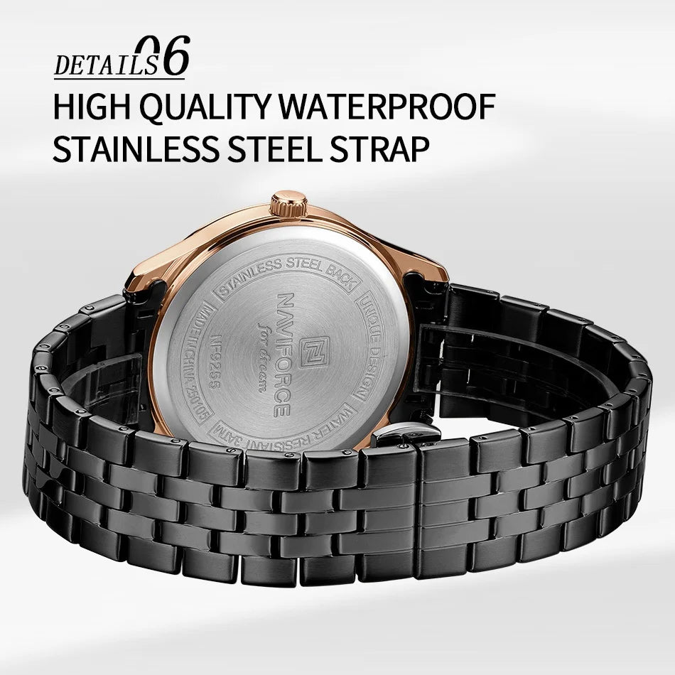 New Style NAVIFORCE Men's Stainless Steel Band Date Calendar Feature for Active Luxury Sports Watch 30m Waterproof Male Gifts
