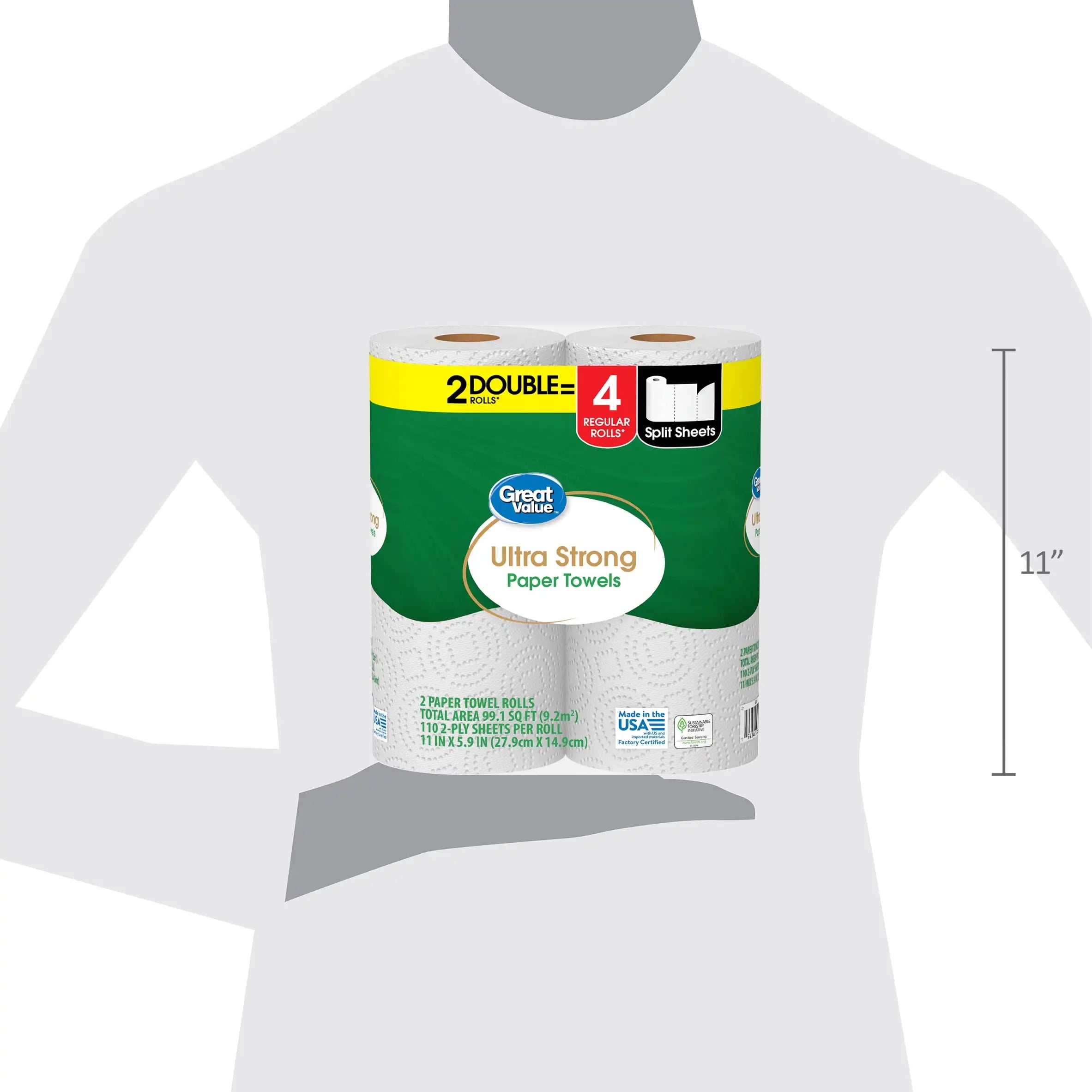 Holiday Bulk Savings | Large Capacity Value Pack | Great Value Ultra Strong White Paper Towels Premium 2-ply durable and highly absorbent household cleaning towels