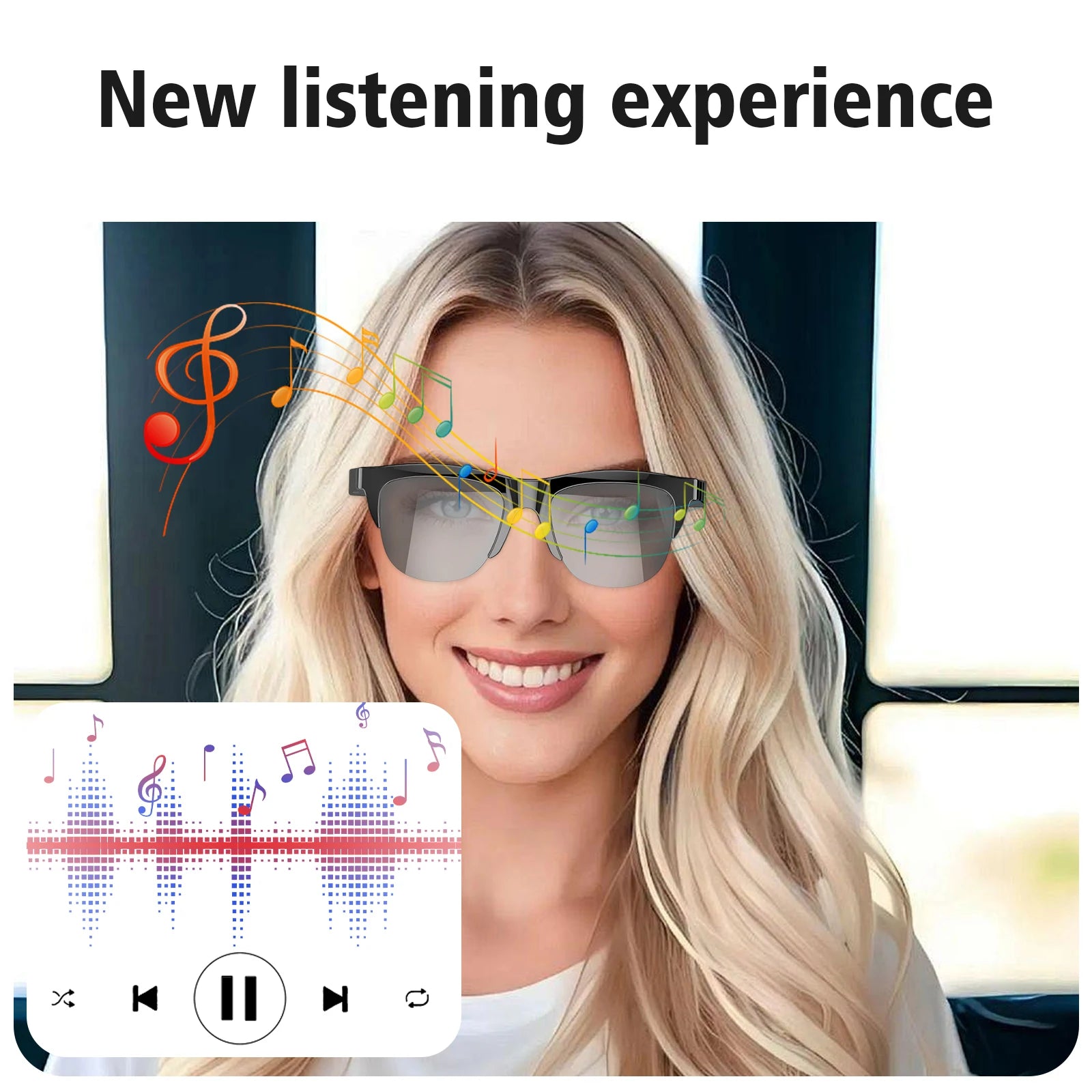 2025 new smart glasses, music playback, voice assistant, wireless calls, unisex, blue light blocking glasses