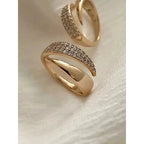 Gold Plated Sun Rings for Women Natural Stone Inlaid in Hollow Metal Texture Ring Trendy Jewelry