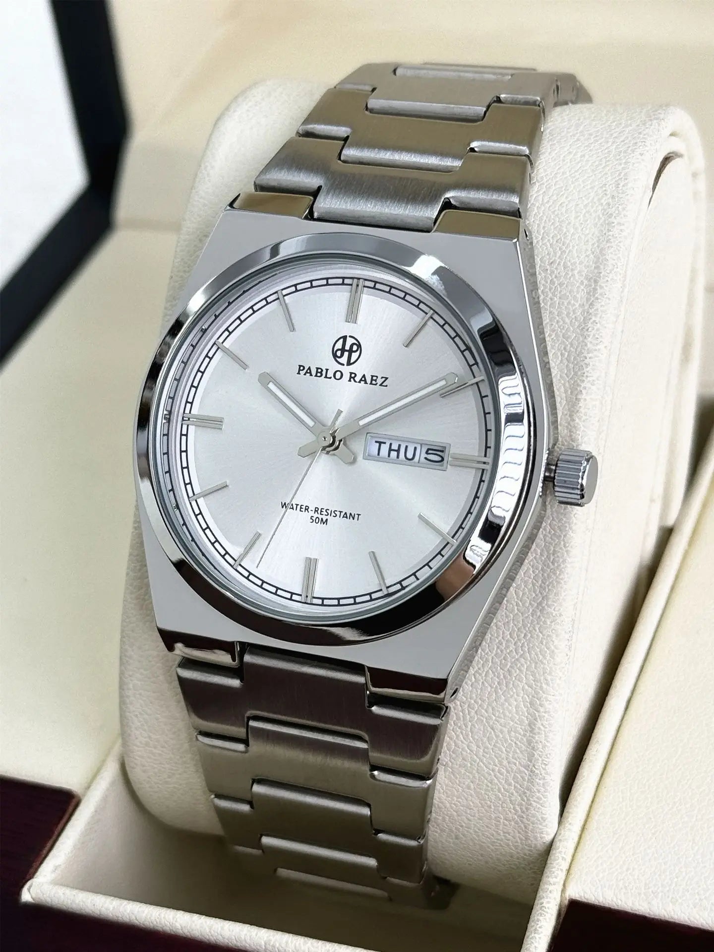 2026 new steel couple's watch, gradient green dial, butterfly buckle, dual calendar, P36, luminescent, waterproof watch