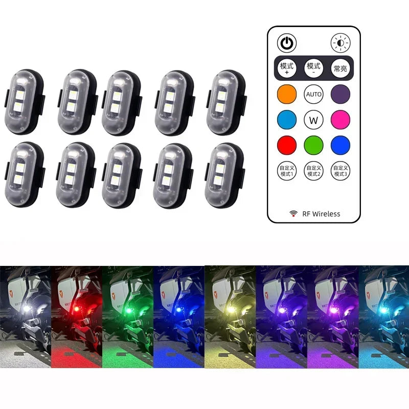 Wireless Remote LED Strobe Light Car Motorcycle Bike Warning Decor Lamp USB Rechargeable Aircraft Indicator 8 Colors Car Lights