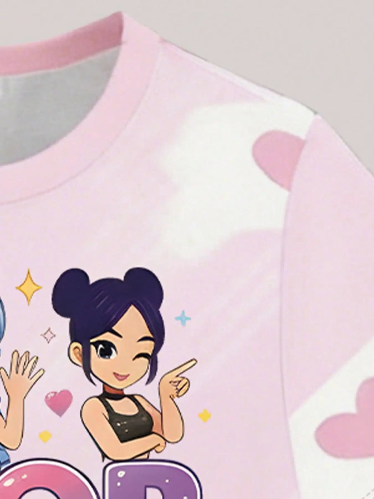 Girls' Summer Casual Outfit, Children's Printed Short-Sleeve Set, Girls' Heart and Cartoon Print Short-Sleeve T-Shirt + Shorts Two-Piece Set, Suitable for Girls over Three Years Old, Versatile Clothing