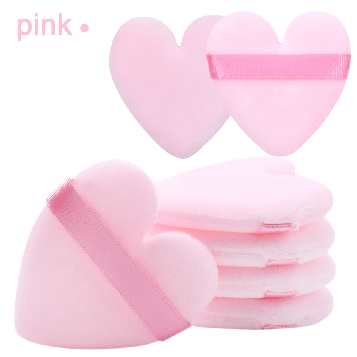 7Pcs Dual-use Makeup Powder Puff Super Soft Velvet Cosmetic Sponges Heart Shape Puffs For Contouring, Eye Corners Air Cushion